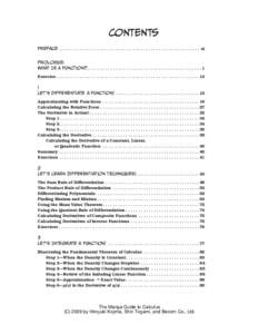 Contents Preface . . . . . . . . . . . . . . . . . . . . . . . . . . . . . . . . . . . . . . . . . . . . . . . . . . . . . . . xi Prologue: What Is A Function? . . . . . . . . . . . . . . . . . . . . . . . . . . . . . . 