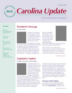 Summer[removed]Carolina Update NCLTA’s Exclusive Report to its Members  Contents