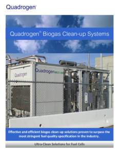 Quadrogen® Biogas Clean-up Systems  Effective and efficient biogas clean-up solutions proven to surpass the most stringent fuel quality specification in the industry. Ultra-Clean Solutions for Fuel Cells