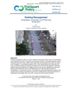 City of South Burlington TIF Application - August 28, 2012 Attachment 8M 3: Parking Management Strategies, Evaluation and Planning[removed]www.vtpi.org [removed[removed]