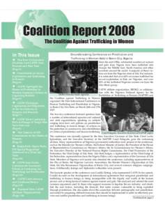 In This Issue Two New Co-Executive Directors Lead CATW from Brussels and New York (Page 2) Consultation on Sexual