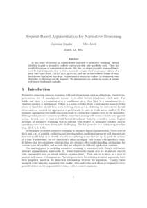 Sequent-Based Argumentation for Normative Reasoning Christian Straßer Ofer Arieli  March 13, 2014