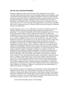 1  The G.R. Axon Collection of Broadsides During the eighteenth century and the first half of the nineteenth, the most readily accessible printed wares for the poor were the broadside ballads and the chapbooks which were