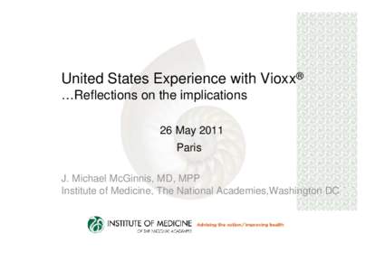 Retour d’expérience sur le Vioxx® - J. Michael McGinnis