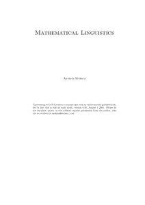 Mathematical Linguistics  ´s Kornai