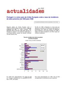 Portugal é o único país da União Europeia onde a taxa de incidência de sida aumentou de 1992 para 1998 As expressões sublinhadas encontram-se explicadas no final do texto Segundo dados do Centro Europeu para a Vigi