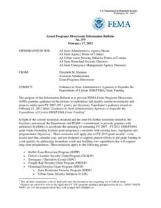 U.S. Department of Homeland Security Washington, DC[removed]Grant Programs Directorate Information Bulletin No. 379 February 17, 2012