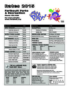 Rates 2015 Faribault Parks & Recreation Phone: 