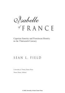 Isabelle of FRANCE  Capetian Sanctity and Franciscan Identity