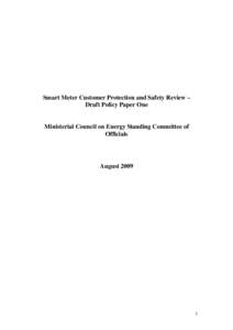 SCO Smart Meter Review Customer Protection and Safety – Consultation Paper One