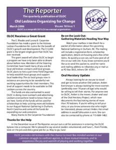 The Reporter  The quarterly publication of OLOC Old Lesbians Organizing for Change March 2006