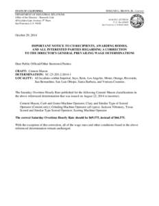 STATE OF CALIFORNIA DEPARTMENT OF INDUSTRIAL RELATIONS Office of the Director – Research Unit 455 Golden Gate Avenue, 9th Floor San Francisco, CA 94102