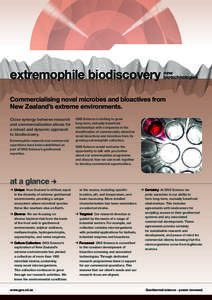 extremophile biodiscovery  new biotechnologies  Commercialising novel microbes and bioactives from