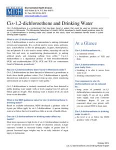 Cis-1,2-dichloroethene and Drinking Water Minnesota Department of Health October 2014