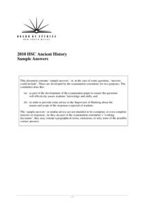 2010 HSC Ancient History Sample Answers