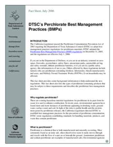 Perchlorate - Fact Sheet on Best Management Practices[removed]