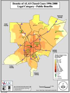 Density of ALAS Closed Cases[removed]Legal Category - Public Benefits Gwinnett County  %&k(