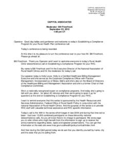 CAPITOL ASSOCIATES Moderator: Bill Finerfrock[removed]:00 pm CT Confirmation # [removed]Page 1