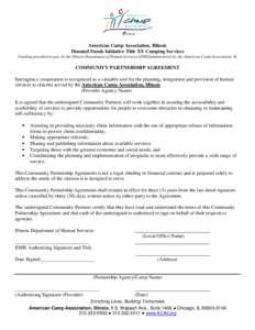 American Camp Association, Illinois Donated Funds Initiative Title XX Camping Services Funding provided in part by the Illinois Department of Human Services (DHS)Administered by the American Camp Association, IL COMMUNIT