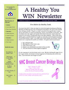 A Healthy You WIN Newsletter NAVAL HEALTH CLINIC HEALTH PROMOTION