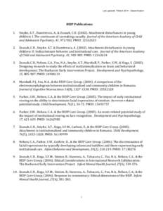 Last updated 1 March[removed]Dissemination  BEIP Publications 1.  Smyke, A.T., Dumitrescu, A., & Zeanah, C.H[removed]Attachment disturbances in young