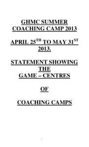 GHMC SUMMER COACHING CAMP 2013 APRIL 25
