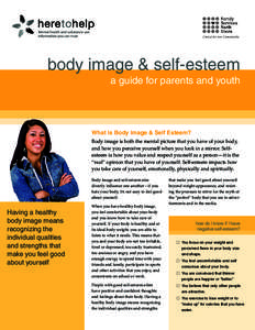 body image & self-esteem a guide for parents and youth What is Body Image & Self Esteem? Body image is both the mental picture that you have of your body, and how you perceive yourself when you look in a mirror. Selfeste