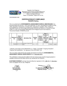 Republic of the Philippines Department of Environment and Natural Resources ENVIRONMENTAL MANAGEMENT BUREAU Office of the Regional Director Region-10, Macabalan, Cagayan de Oro City01058