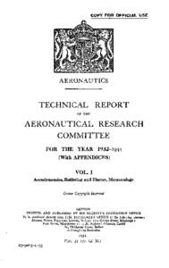 COPY FOR OFFICIAL USE  AERONAUTICS TECHNICAL REPORT OF THE