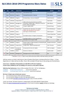 SLSCPD Programme Diary Dates  No Day