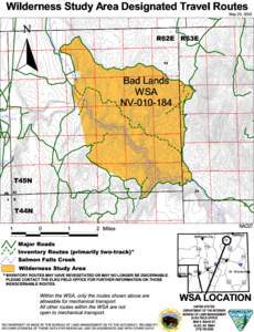 Wilderness Study Area Designated Travel Routes A A A AA A A A A AA A A AA  May 23, 2002