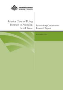 Relative Costs of Doing Business in Australia: Retail Trade Productivity Commission Research Report