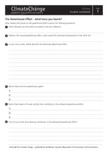 ClimateChange PRIMARY EDUCATION MATERIALS Primary Student worksheet