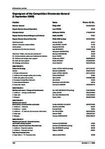 Information section  Organigram of the Competition Directorate-General (1 September[removed]Position