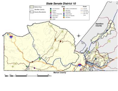 State Senate District 10 Roads Cities  District Area