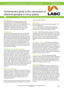 A guide to the Building Regulations - Home Improvements  HO0050112 Homeowners guide to the conversion of attached garages to living spaces