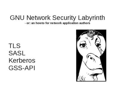 GNU Network Security Labyrinth - or: an howto for network application authors TLS SASL Kerberos