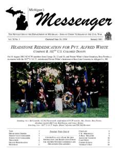 Michigan’s  THE NEWSLETTER OF THE DEPARTMENT OF MICHIGAN ~ SONS OF UNION VETERANS OF THE CIVIL WAR Chartered June 24, 1884  Vol. XI No. 3