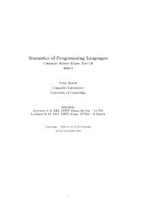 Semantics of Programming Languages Computer Science Tripos, Part 1B 2008–9