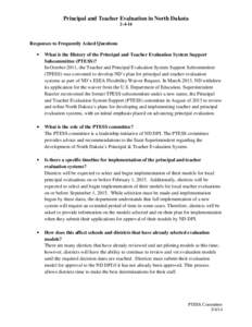 Principal and Teacher Evaluation in North Dakota[removed]Responses to Frequently Asked Questions •