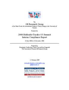 The  G8 Research Group at the Munk Centre for International Studies at Trinity College in the University of Toronto Presents the