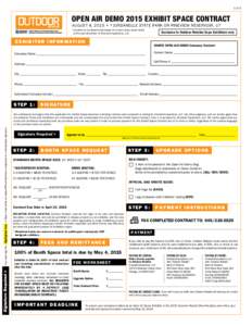 1 of 2  open air demo 2015 exhibit space contract AUGUST 4, 2015 • *jordanelle state park or PINEVIEW RESERVOIR, UT *Location to be determined based on current years water levels at the sole discretion of Emerald Expos