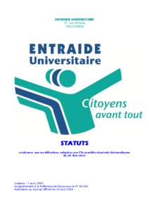 ENTRAIDE UNIVERSITAIRE 31, rue d’Alésia[removed]PARIS