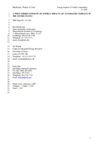 MacKenzie, Wadud, & Leiby 1 2 Energy Impacts of Vehicle Automation