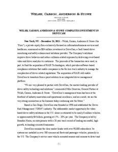Microsoft Word - WCAS Completes Investment in DriveCam _Final_ - December 2011