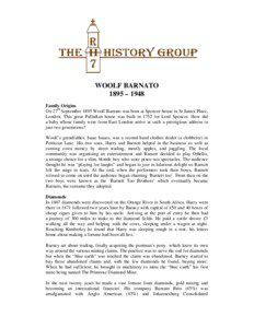 WOOLF BARNATO 1895 – 1948 Family Origins