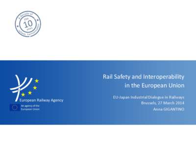 Rail Safety and Interoperability in the European Union EU-Japan Industrial Dialogue in Railways Brussels, 27 March 2014 Anna GIGANTINO