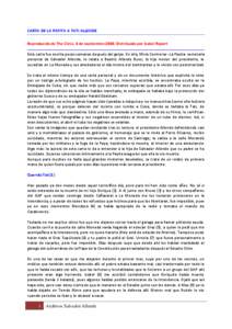 CARTA DE LA PAYITA A TATI ALLENDE Reproducido de The Clinic, 4 de septiembre 2003; Distribuido por Isabel Ropert Esta carta fue escrita pocas semanas después del golpe. En ella, Miria Contreras -La Payita- secretaria