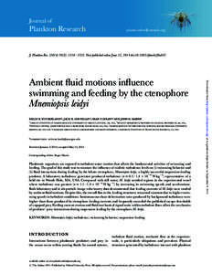 Journal of  Plankton Research plankt.oxfordjournals.org