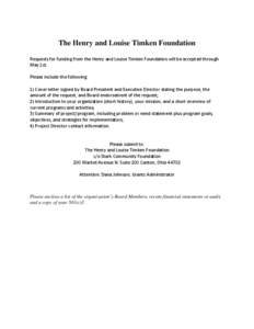 Microsoft Word - The Henry and Louise Timken Foundation